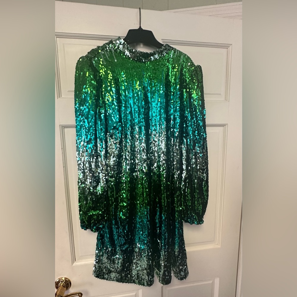 ELOQUII Sequin Mini Dress Shoulder Pads Mock Neck Back Zip NWOT Sz 16 Colorful